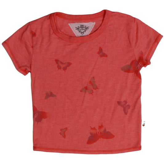 Signature Cap Sleeve Tee (Colorful Butterfly Pattern)