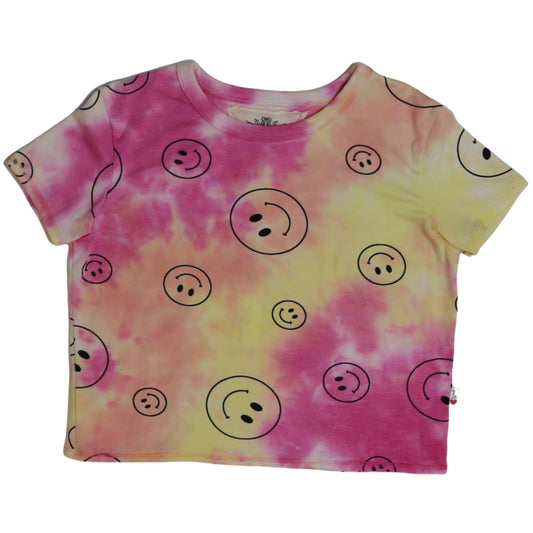 Boxy Top (Pink-Orange-Yellow Tie-Dye with Happy Face Pattern)
