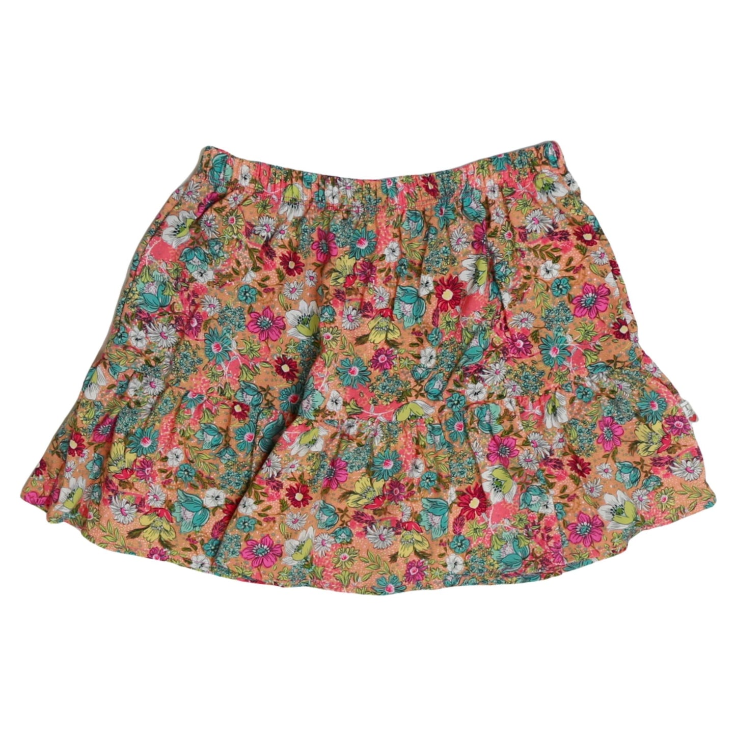 Short Ruffle Skirt (Orange Floral Pattern)