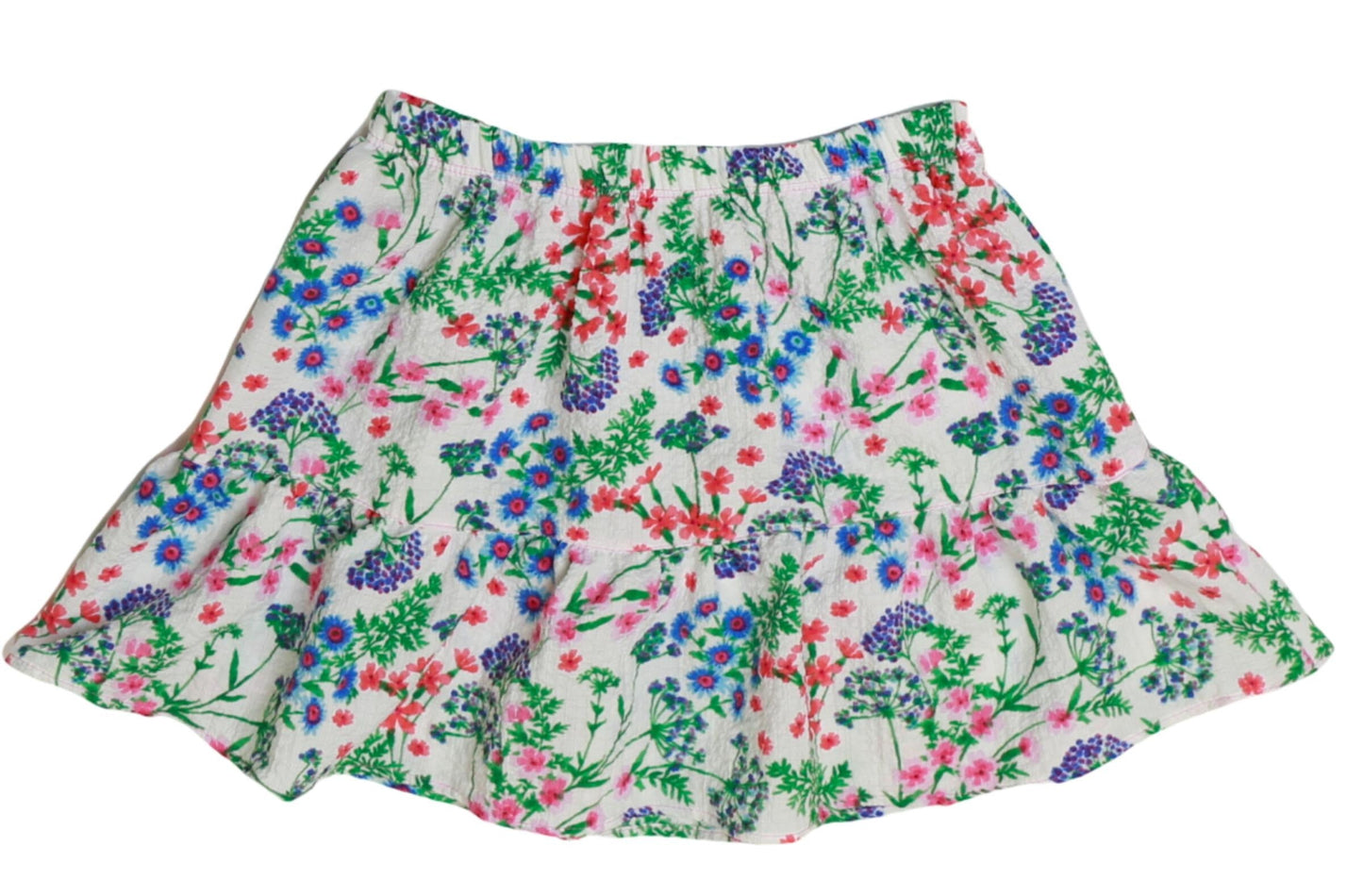 Short Ruffle Skirt (Blue-Orange Floral Pattern)