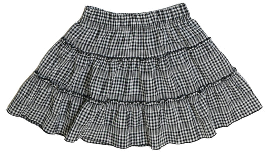 Tiered Merrow-Edged Skirt (Checked Pattern)