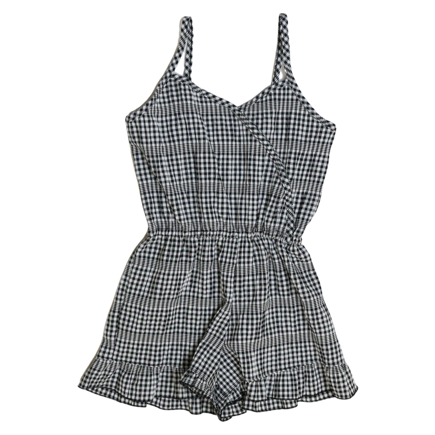 Spaghetti Strap Romper (Checked Pattern)