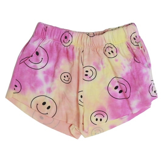 Easy Wide Shorts (Pink-Orange-Yellow Tie-Dye with Happy Face Pattern)