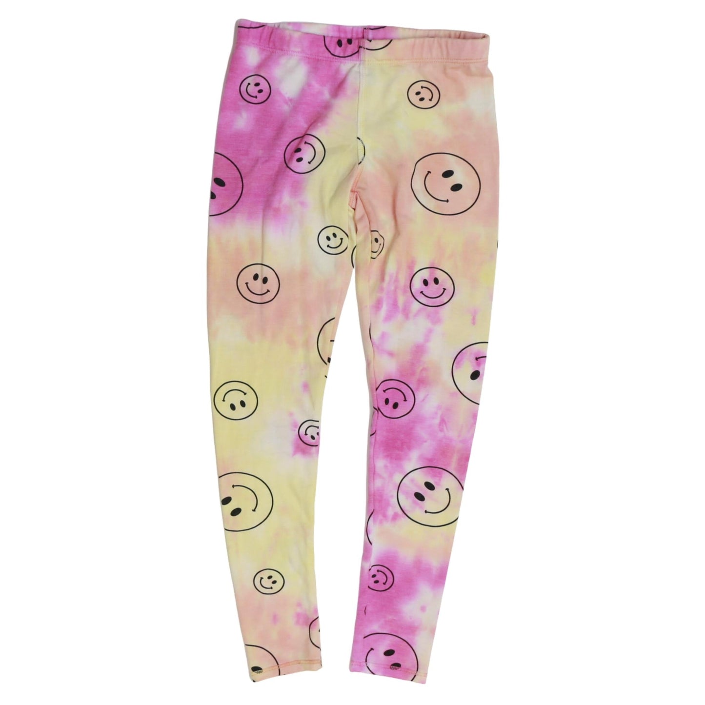 Leggings (Pink-Orange-Yellow Tie-Dye with Happy Face Pattern)