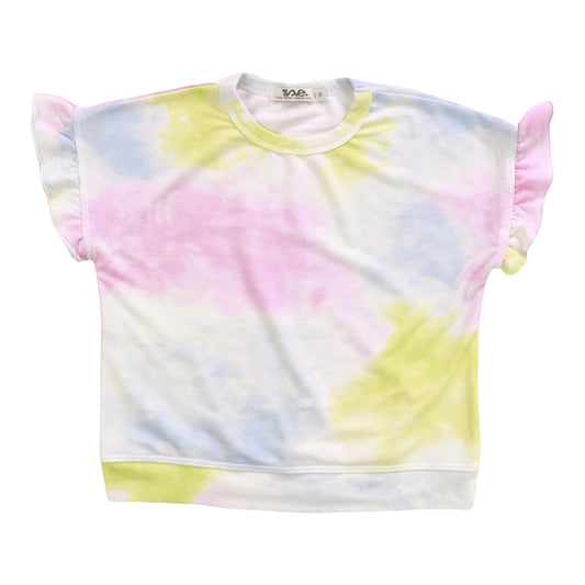 Ruffle-Sleeve Banded Top (Tri-Color Tie-Dye)