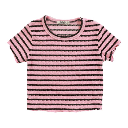 Crop Baby Tee (Black Stripes)