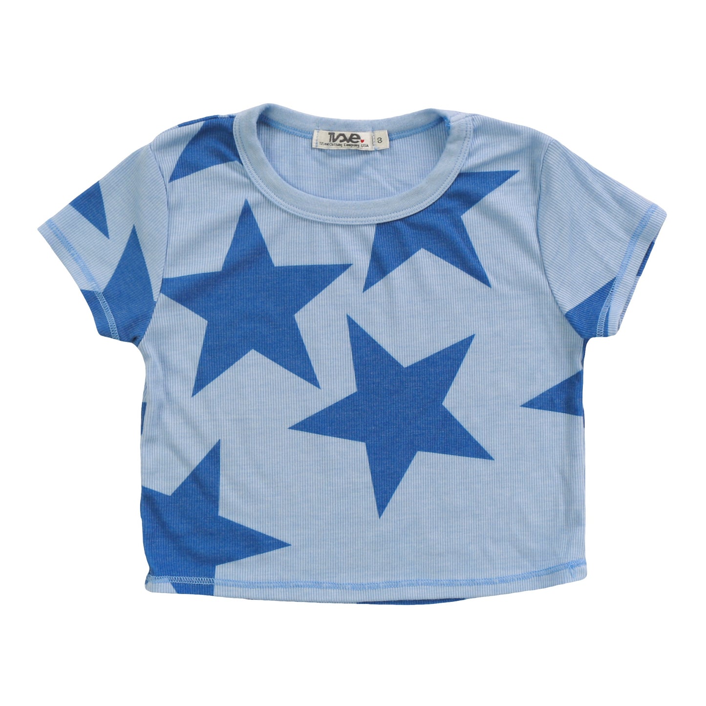 Crop Baby Tee (Cobalt Stars Pattern)