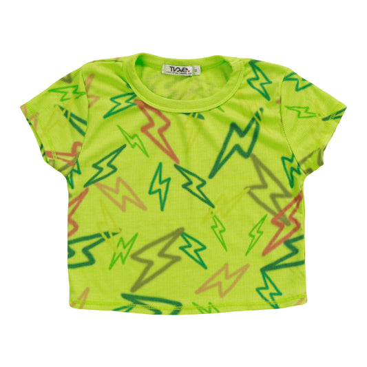 Crop Baby Tee (Mixed Color Bolts Pattern)