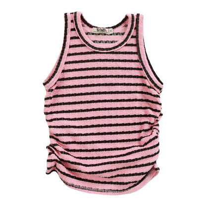 Side-Gathered Tank (Black Stripes)