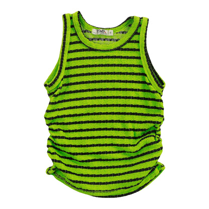 Side-Gathered Tank (Black Stripes)