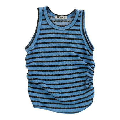Side-Gathered Tank (Black Stripes)