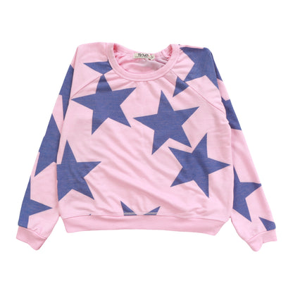Raglan Crew Top (Cobalt Stars Pattern)