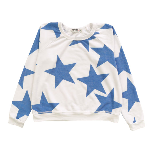 Raglan Crew Top (Cobalt Stars Pattern)