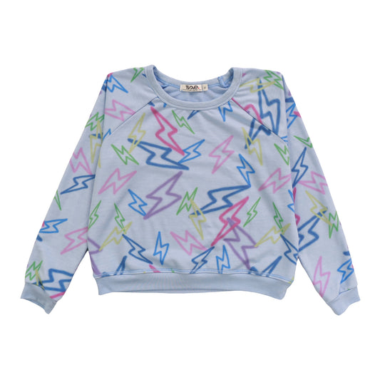 Raglan Crew Top (Mixed Color Bolts Pattern)