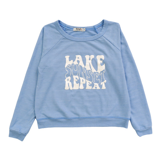 Raglan Crew Top ("LAKE SUNSET REPEAT")