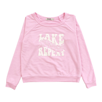 Raglan Crew Top ("LAKE SUNSET REPEAT")