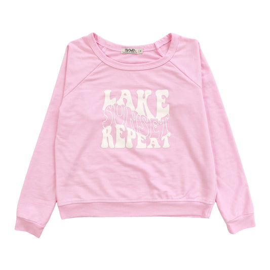 Raglan Crew Top ("LAKE SUNSET REPEAT")