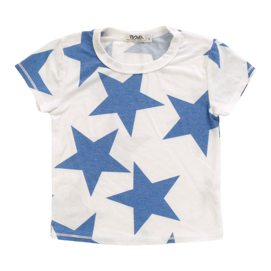 Signature Cap Sleeve Tee (Cobalt Stars Pattern)