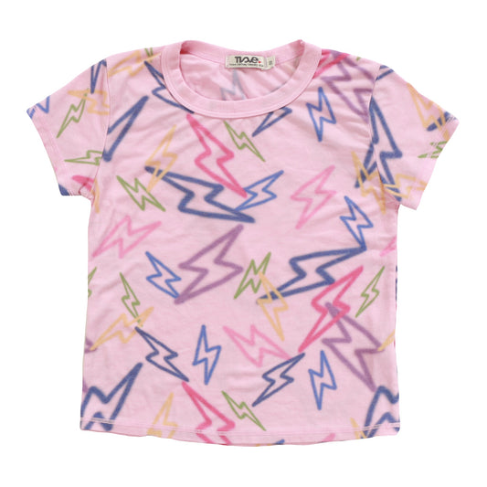 Signature Cap Sleeve Tee (Mixed Color Bolts Pattern)