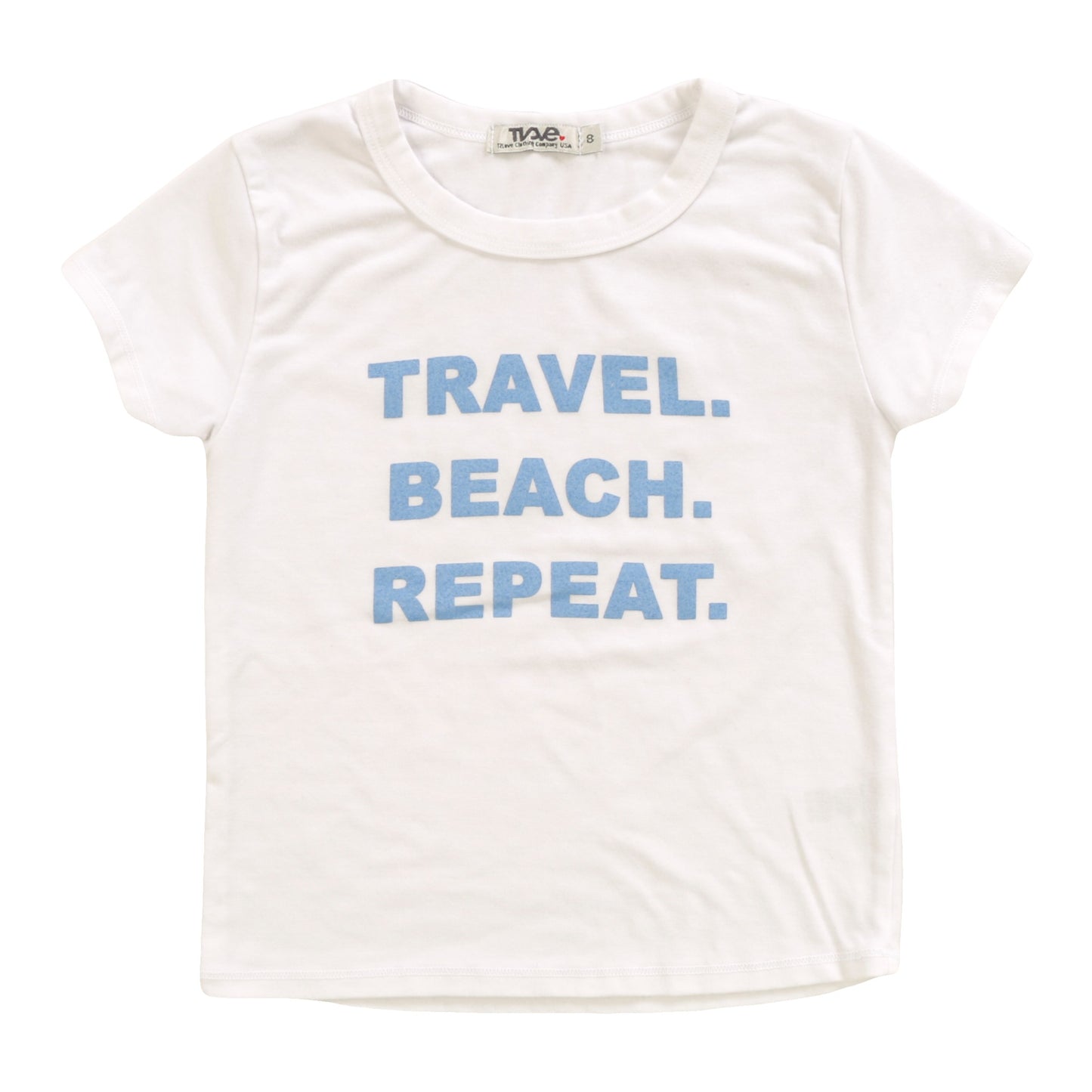 Signature Cap Sleeve Tee ("TRAVEL BEACH REPEAT")
