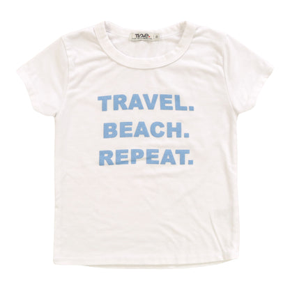 Signature Cap Sleeve Tee ("TRAVEL BEACH REPEAT")
