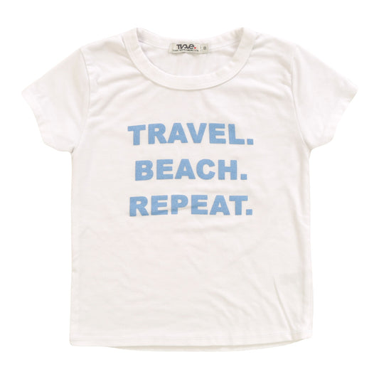 Signature Cap Sleeve Tee ("TRAVEL BEACH REPEAT")
