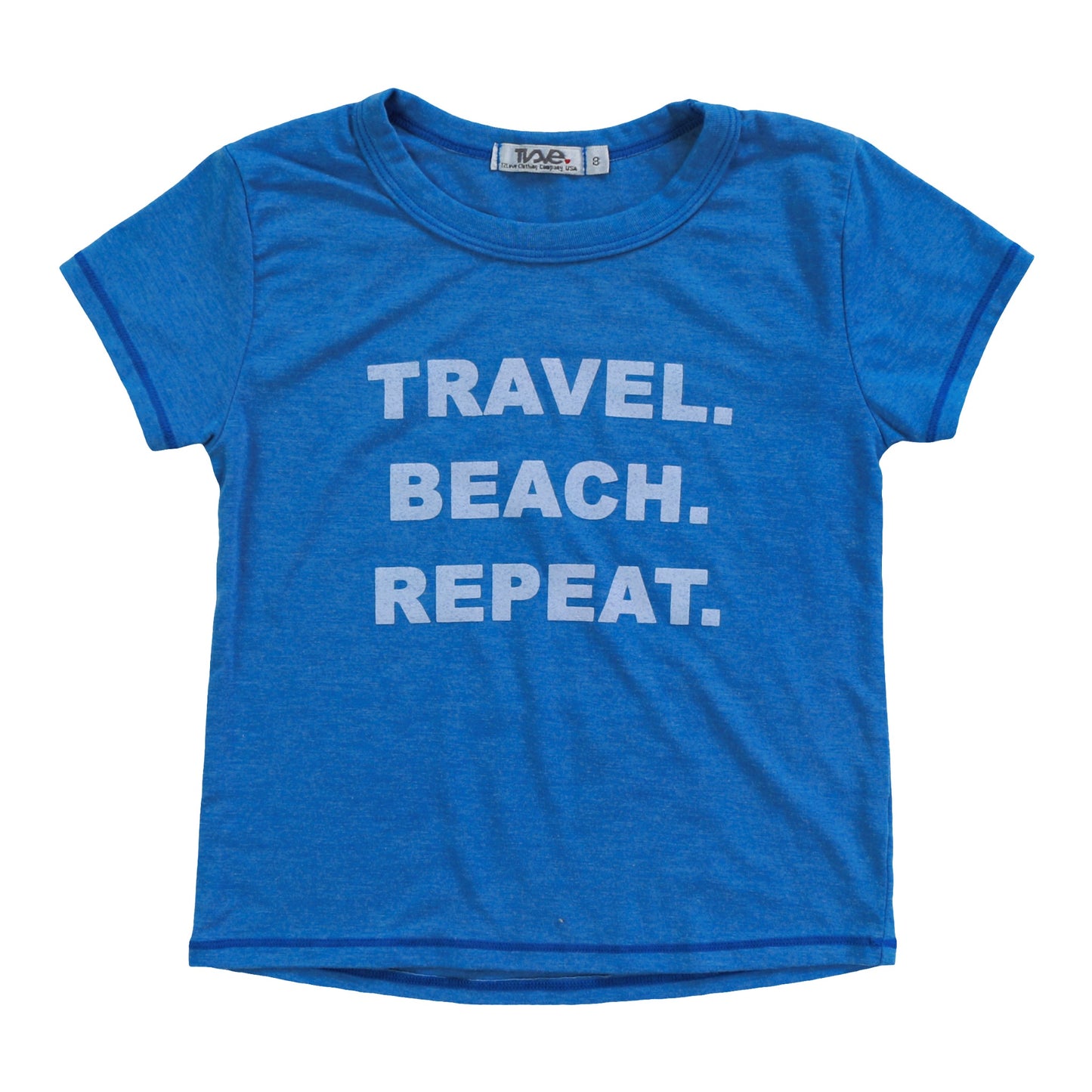 Signature Cap Sleeve Tee ("TRAVEL BEACH REPEAT")