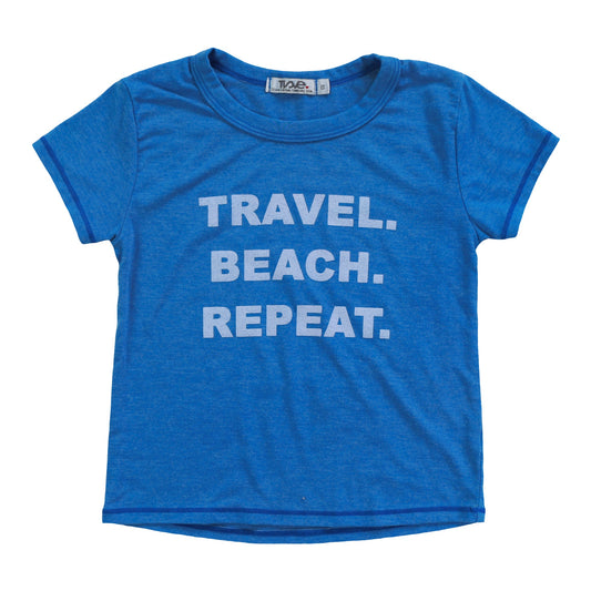 Signature Cap Sleeve Tee ("TRAVEL BEACH REPEAT")
