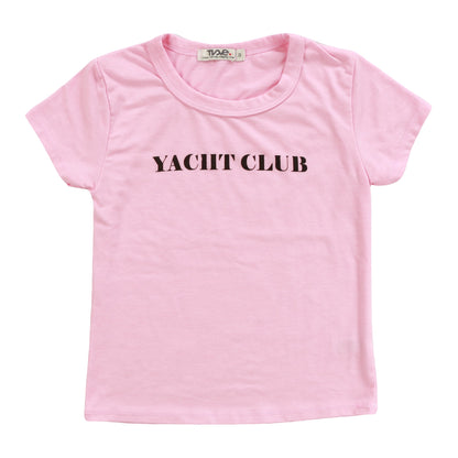 Signature Cap Sleeve Tee ("YACHT CLUB")