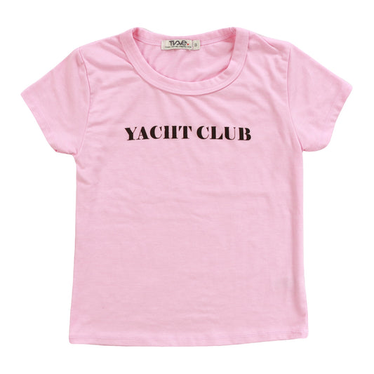 Signature Cap Sleeve Tee ("YACHT CLUB")
