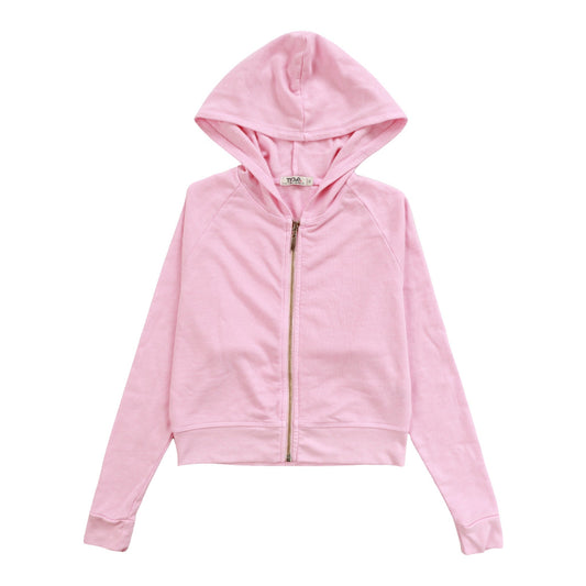 Heather Wide Cropped Hooded Jacket