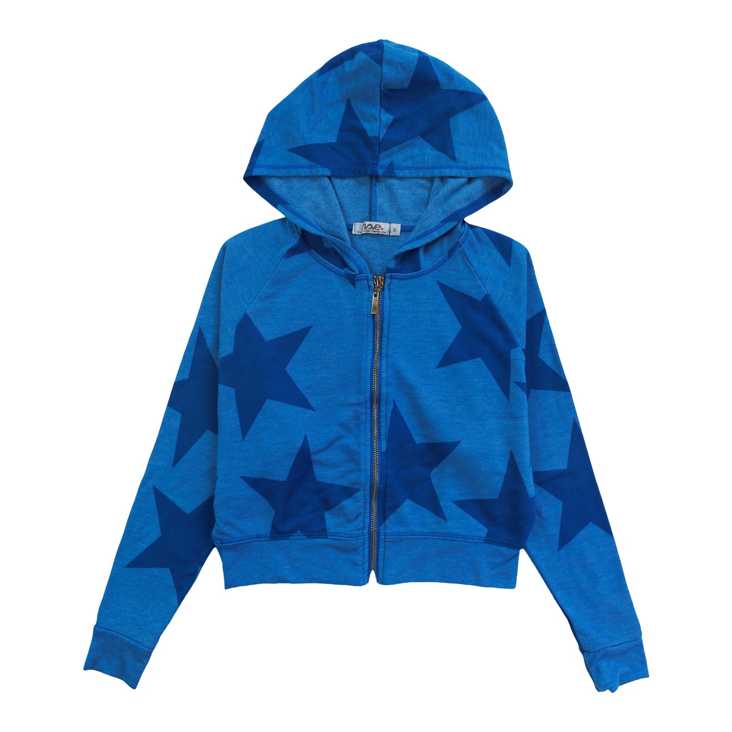 Wide Cropped Hooded Jacket (Cobalt Stars Pattern)
