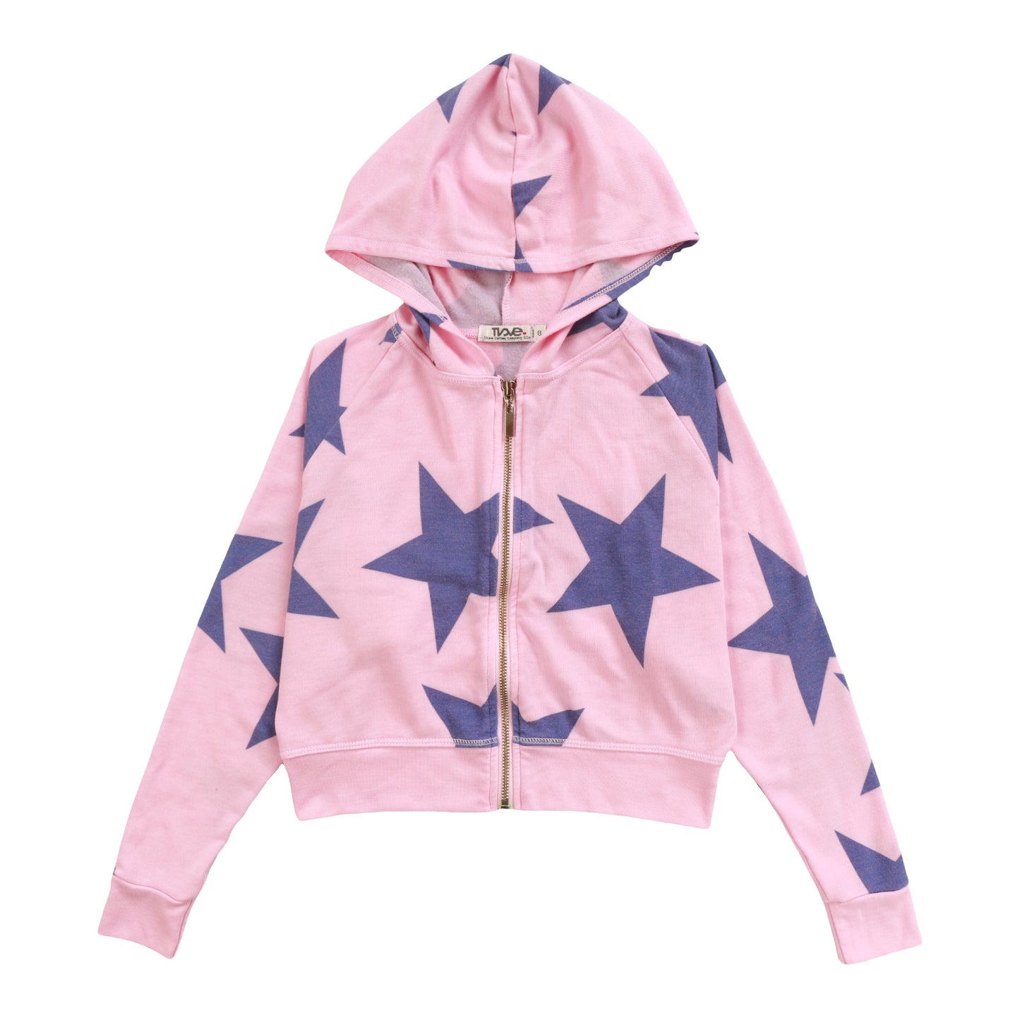 Wide Cropped Hooded Jacket (Cobalt Stars Pattern)