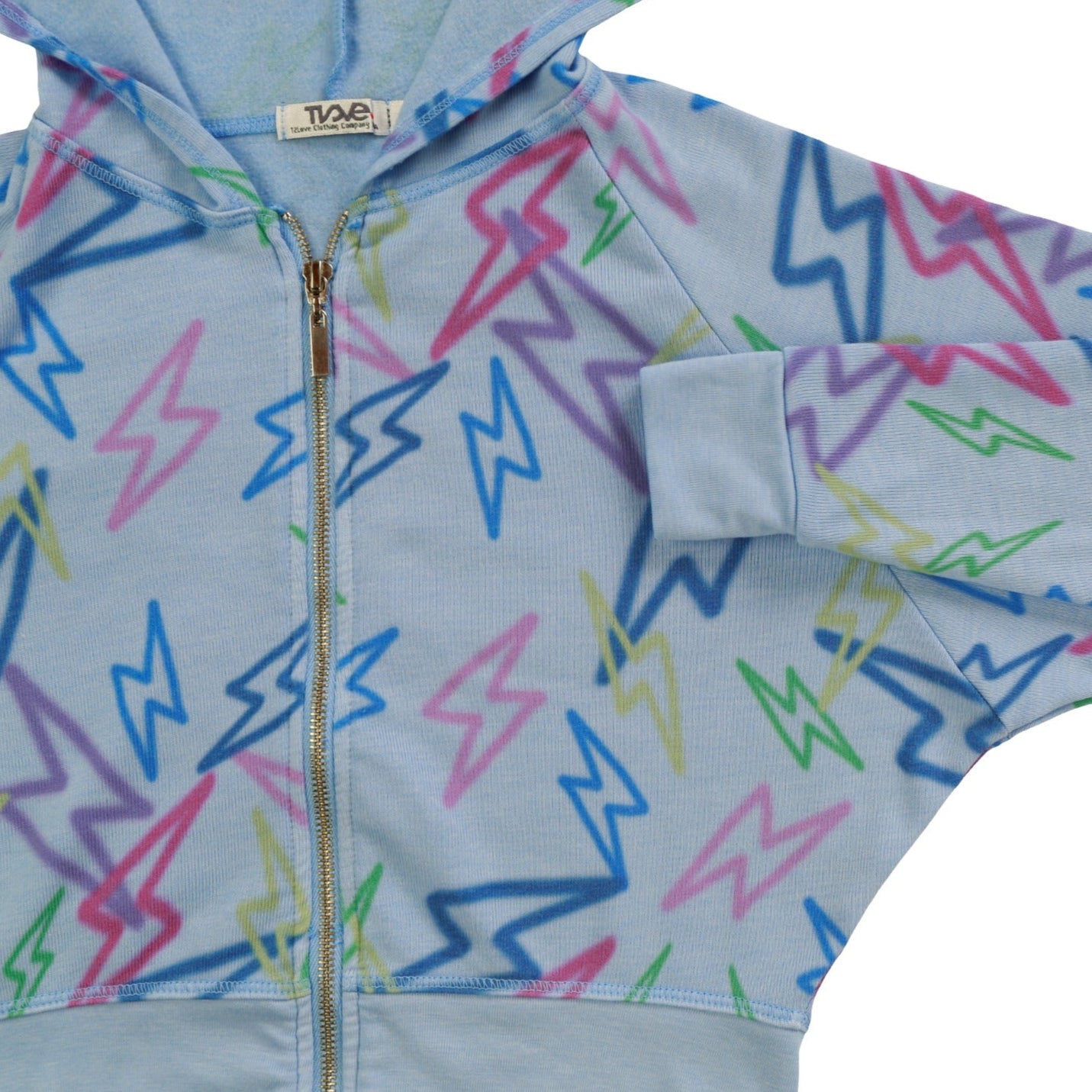 Wide Cropped Hooded Jacket (Mixed Color Bolts Pattern)