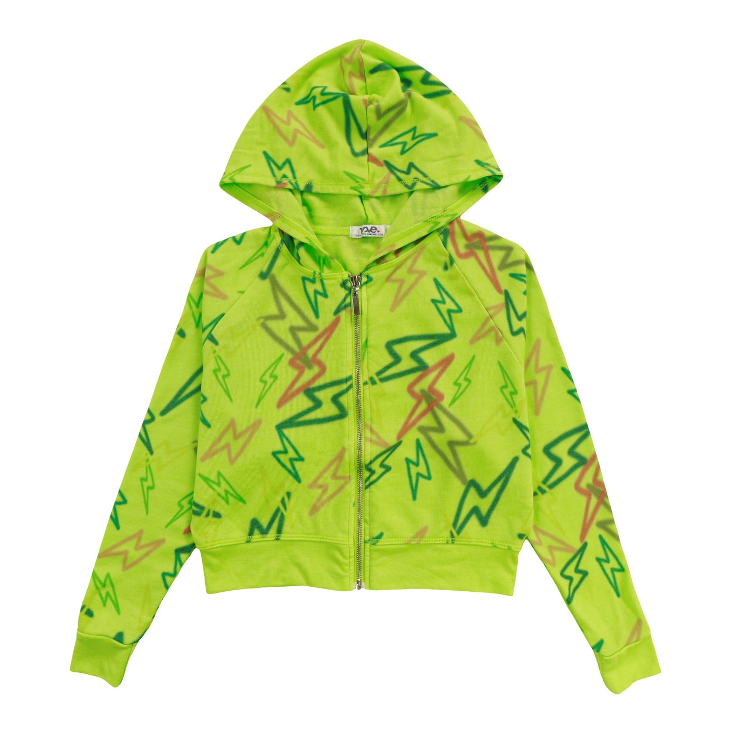 Wide Cropped Hooded Jacket (Mixed Color Bolts Pattern)