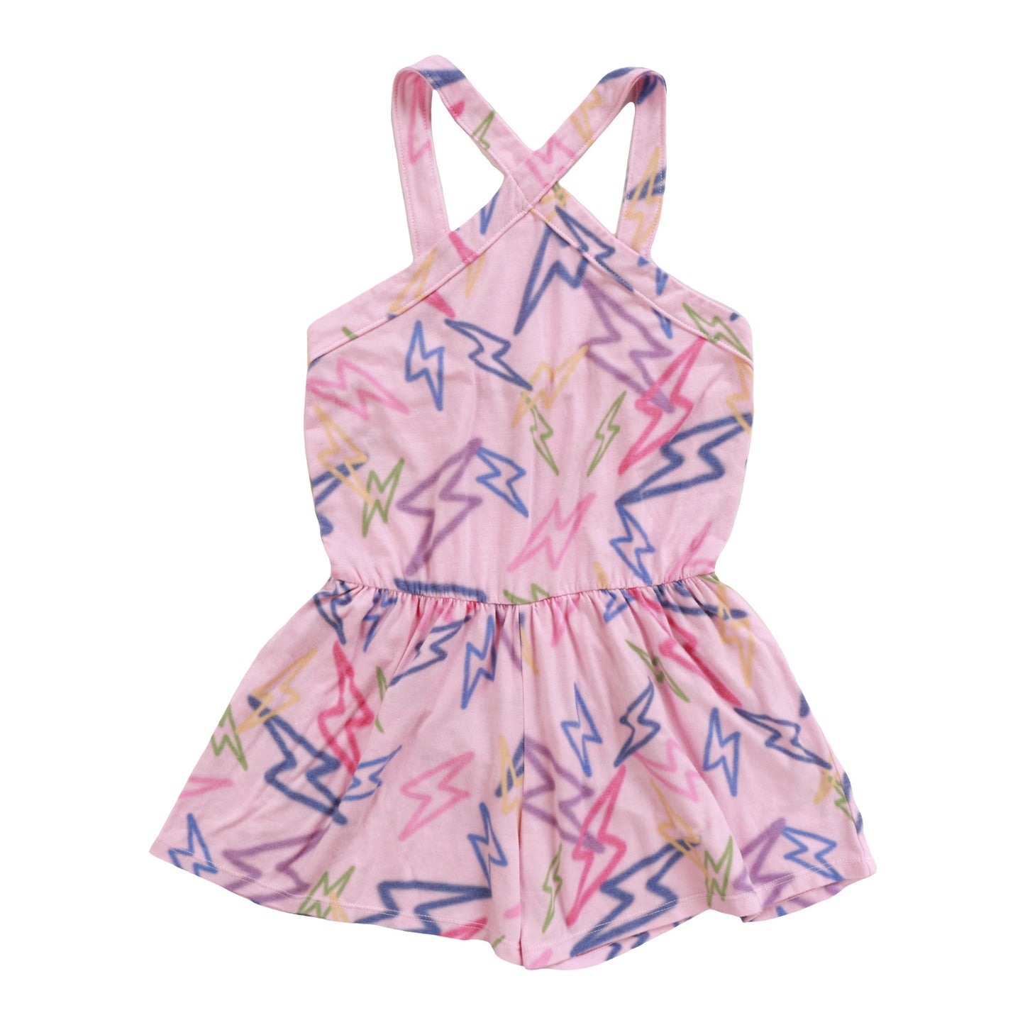 Halter Top Romper (Mixed Color Bolts Pattern)