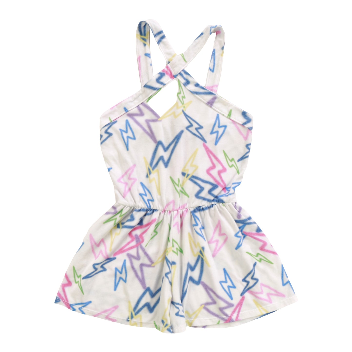 Halter Top Romper (Mixed Color Bolts Pattern)