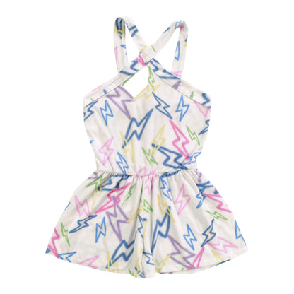 Halter Top Romper (Mixed Color Bolts Pattern)