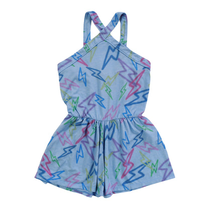 Halter Top Romper (Mixed Color Bolts Pattern)