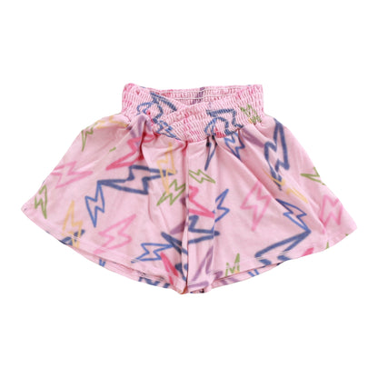 Criss-Cross Smocked Shorts (Mixed Color Bolts Pattern)