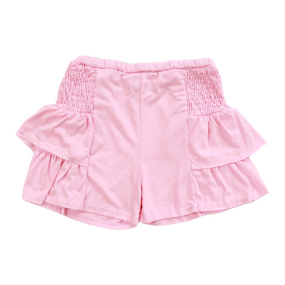 Heather Smocked Side Ruffle Shorts