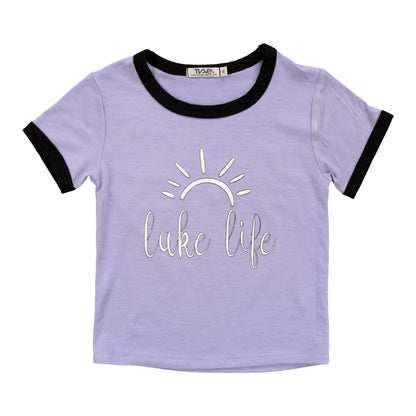Heather Signature Ringer Tee ("lake life")