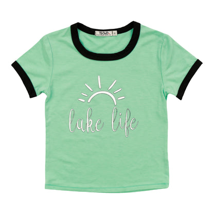 Heather Signature Ringer Tee ("lake life")
