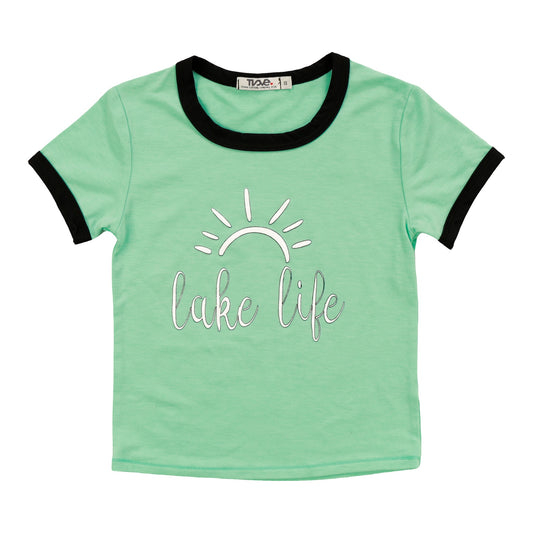Heather Signature Ringer Tee ("lake life")