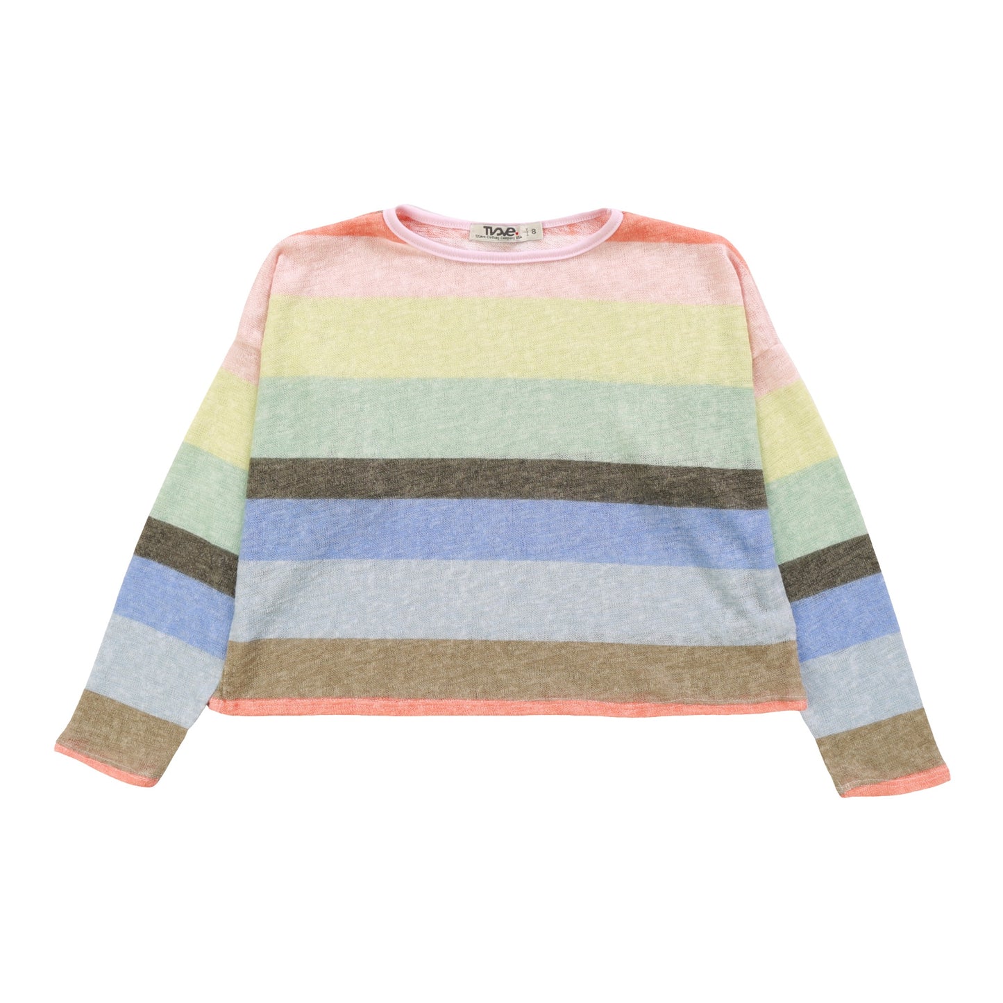 Long-Sleeved Relaxed Pullover (Multicolor Stripes)
