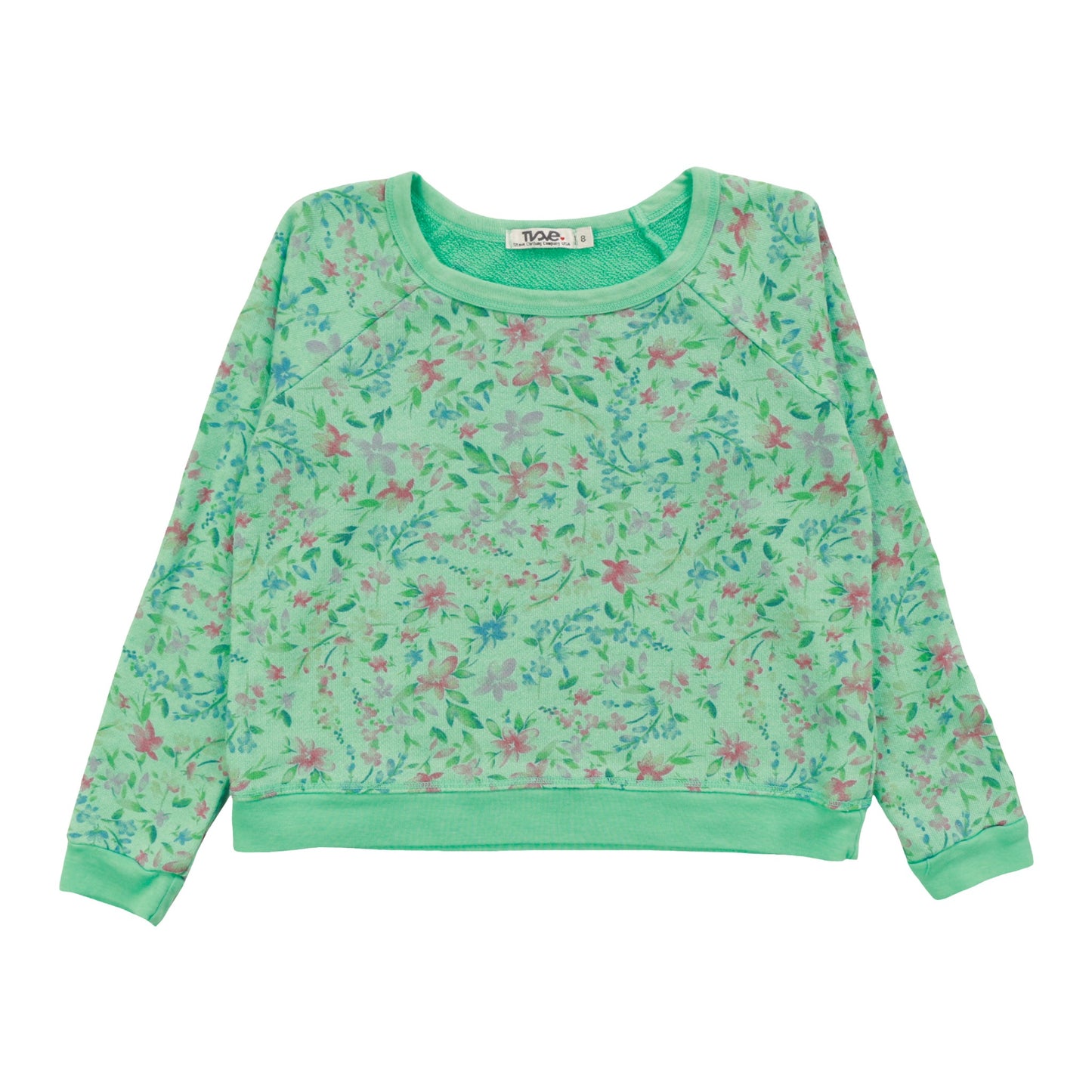 Heather Raglan Crew Top (Floral Pattern)