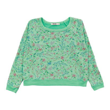 Heather Raglan Crew Top (Floral Pattern)
