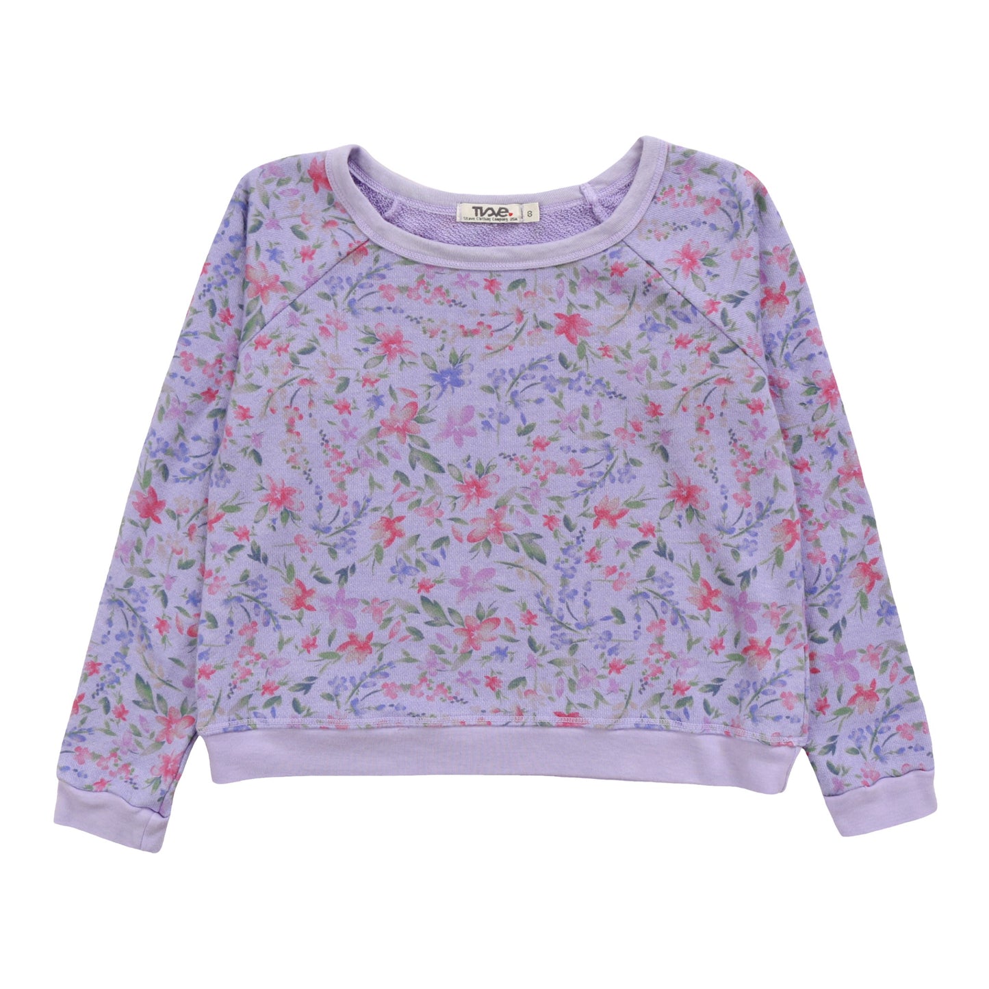 Heather Raglan Crew Top (Floral Pattern)