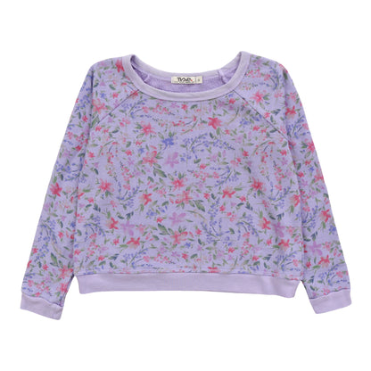 Heather Raglan Crew Top (Floral Pattern)