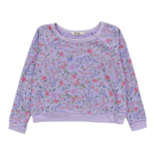 Heather Raglan Crew Top (Floral Pattern)